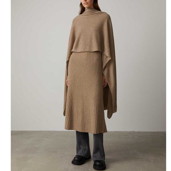 Lisa Yang Paris Scarf 100% Cashmere Mole Shawl Marled Dark Taupe Brown 75x205cm - Picture 4 of 11